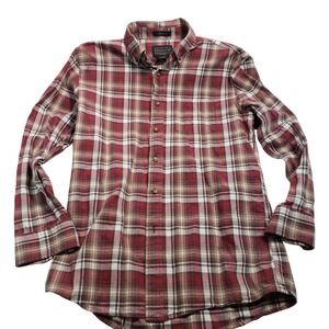 Pendleton Somerset Plaid Button Down Shirt Red Brown Tan Men's Size Small